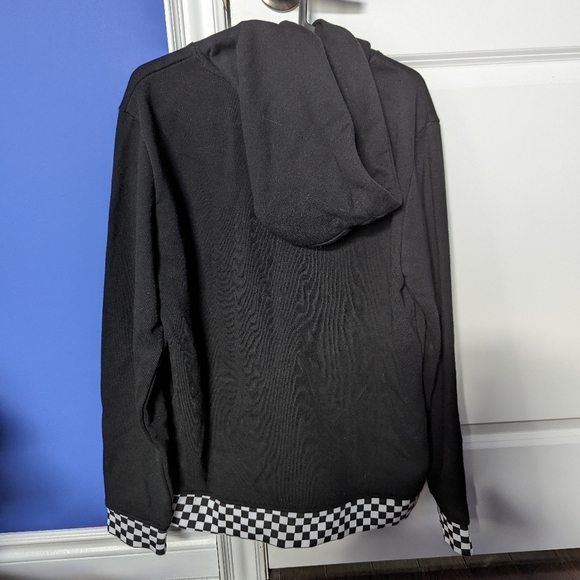 Forever 21 Black Hoodie with Black and White Checkered Trim Men's Small - Picture 2 of 3